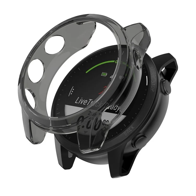 Drop Protection Watch Frame Cover Soft TPU Case für Garmin Forerunner 945 LTE - Transparent Schwarz