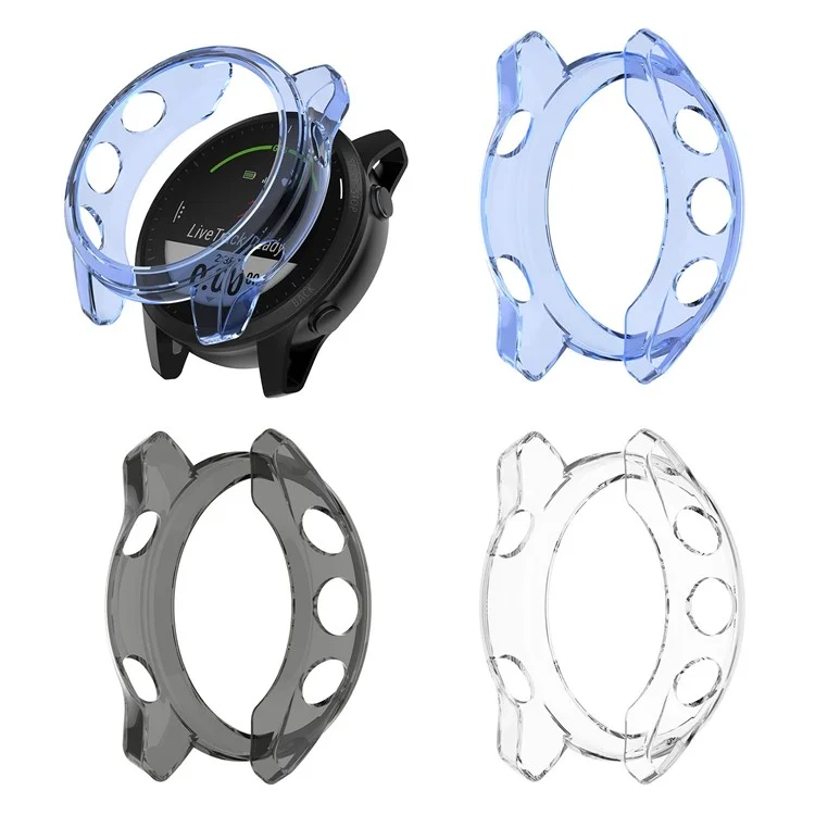 Drop Protection Watch Frame Cover Soft TPU Case für Garmin Forerunner 945 LTE - Transparent Schwarz