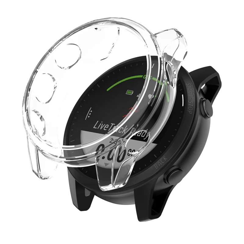 Drop Protection Watch Frame Cover Soft TPU Case for Garmin Forerunner 945 LTE - Transparent White