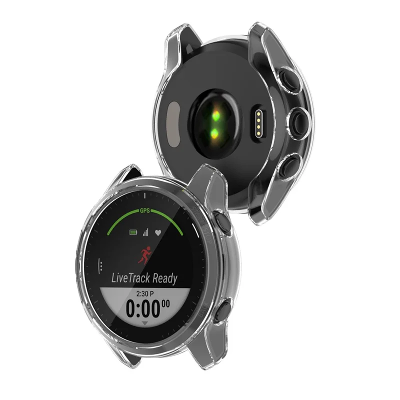 Drop Protection Watch Frame Cover Soft TPU Case for Garmin Forerunner 945 LTE - Transparent White