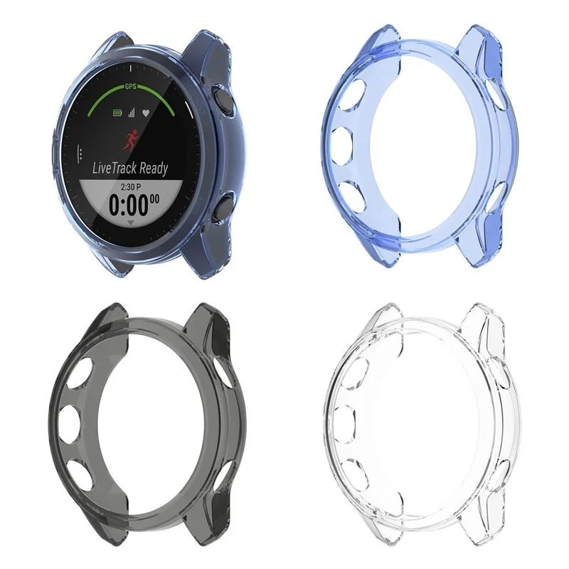 Drop Protection Watch Frame Cover Soft TPU Case for Garmin Forerunner 945 LTE - Transparent White