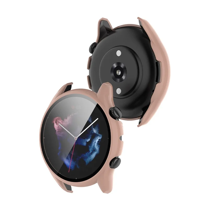 All Around Hard PC Protective Case with Tempered Glass Screen Protector for Huami Amazfit GTR 3 / GTR 3 Pro - Pink