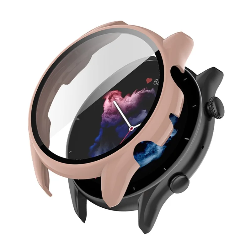 All Around Hard PC Protective Case with Tempered Glass Screen Protector for Huami Amazfit GTR 3 / GTR 3 Pro - Pink