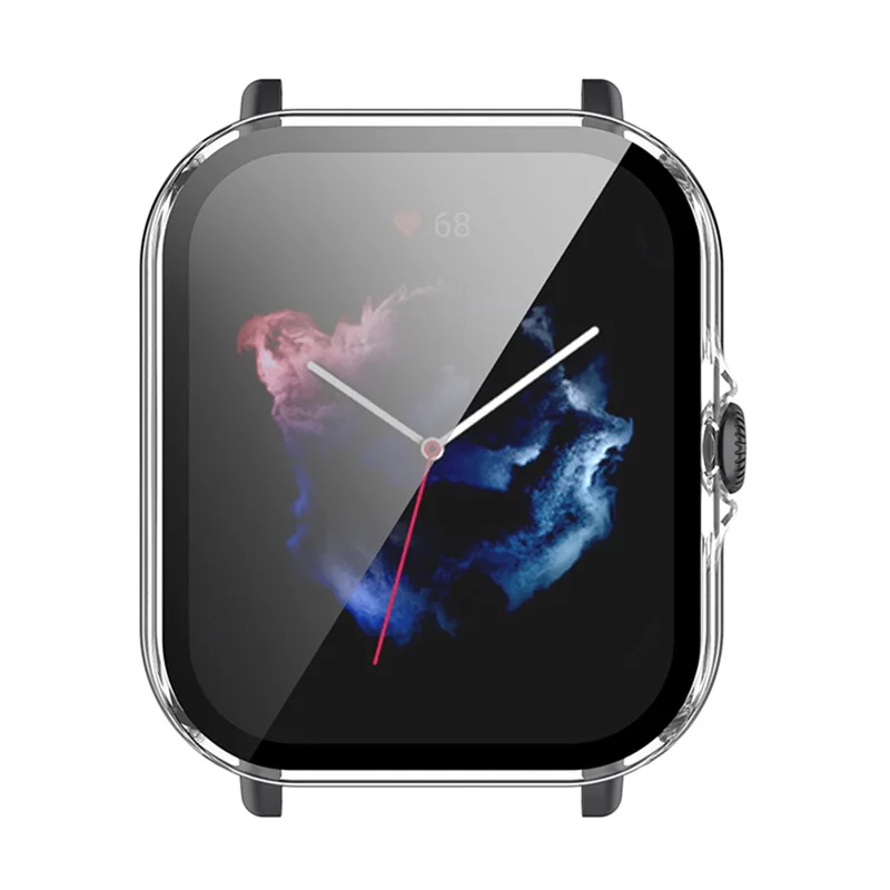 Ultra-Thin Bumper Full Cover Hard PC Protective Case with Tempered Glass Screen Protector for Huami Amazfit GTS 3 - Transparent