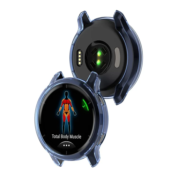 Half Coverage Hollowed Scratch-Free Soft TPU Edge Protective Case Watch for Garmin Venu 2 - Transparent Blue