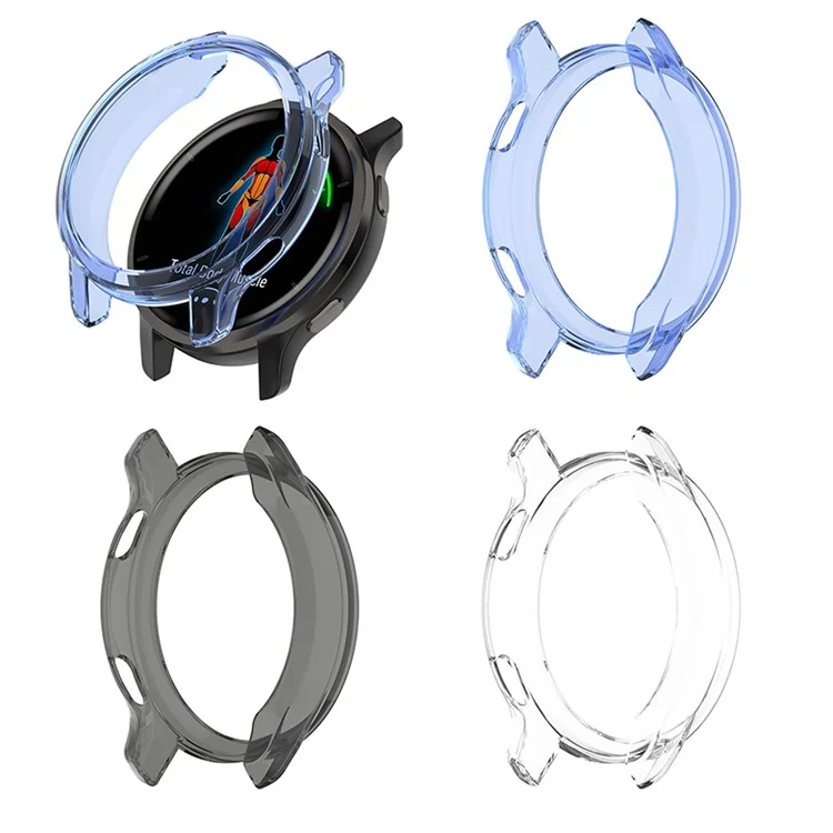Half Coverage Hollowed Scratch-Free Soft TPU Edge Protective Case Watch for Garmin Venu 2 - Transparent Blue