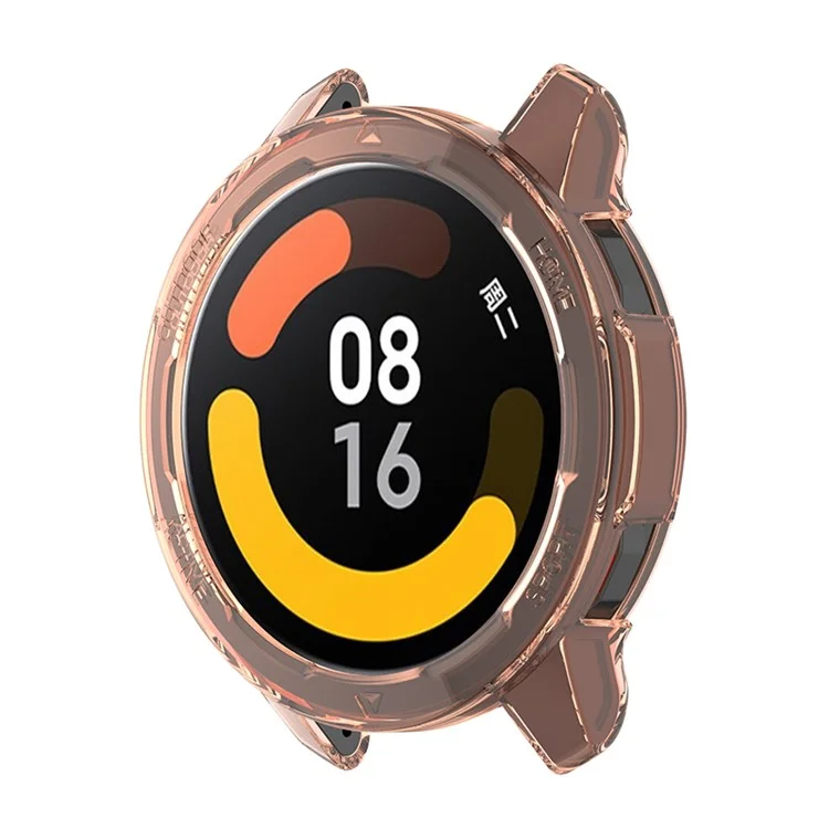 TPU Soft TPU HD Clear Half-pack Holteed Anti-Fall Cover For Xiaomi Watch Color 2 - Naranja Transparente