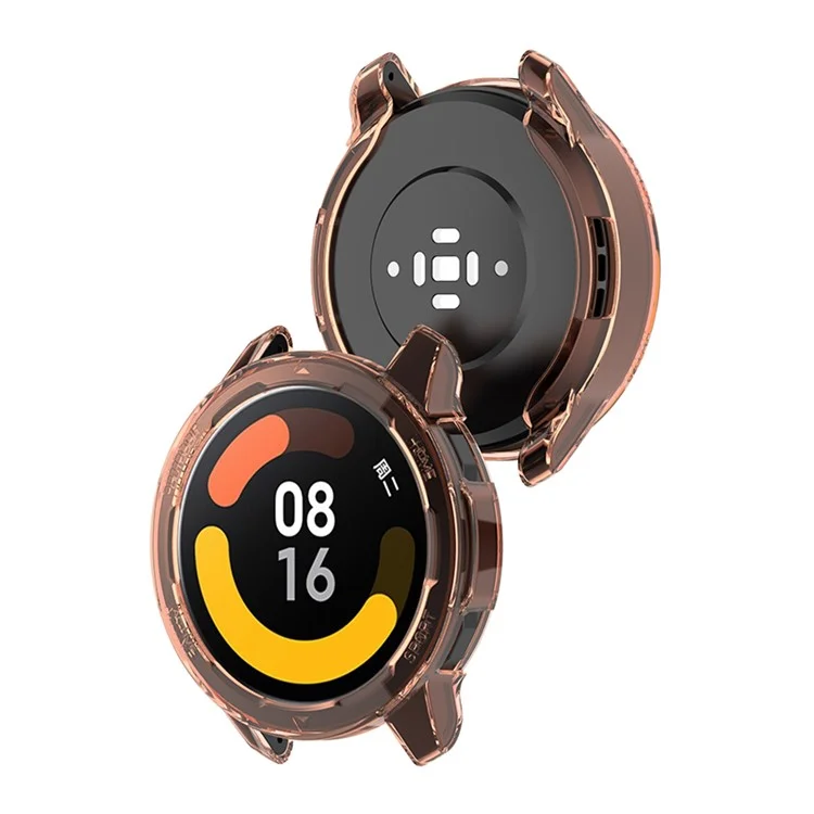 TPU Soft TPU HD Clear Half-pack Holteed Anti-Fall Cover For Xiaomi Watch Color 2 - Naranja Transparente