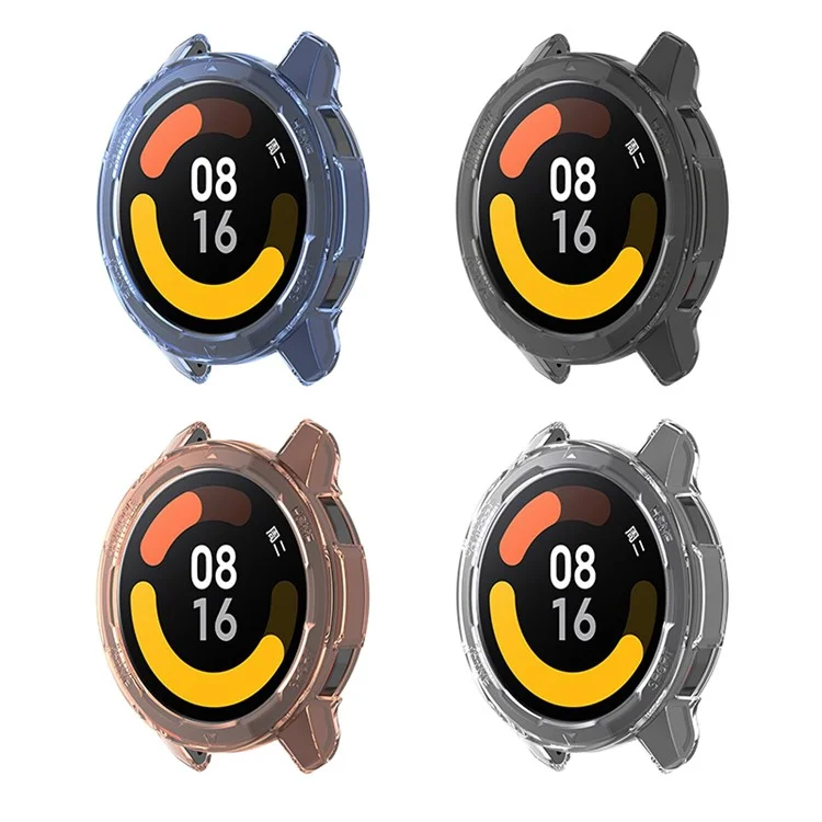 TPU Soft TPU HD Clear Half-pack Holteed Anti-Fall Cover For Xiaomi Watch Color 2 - Naranja Transparente