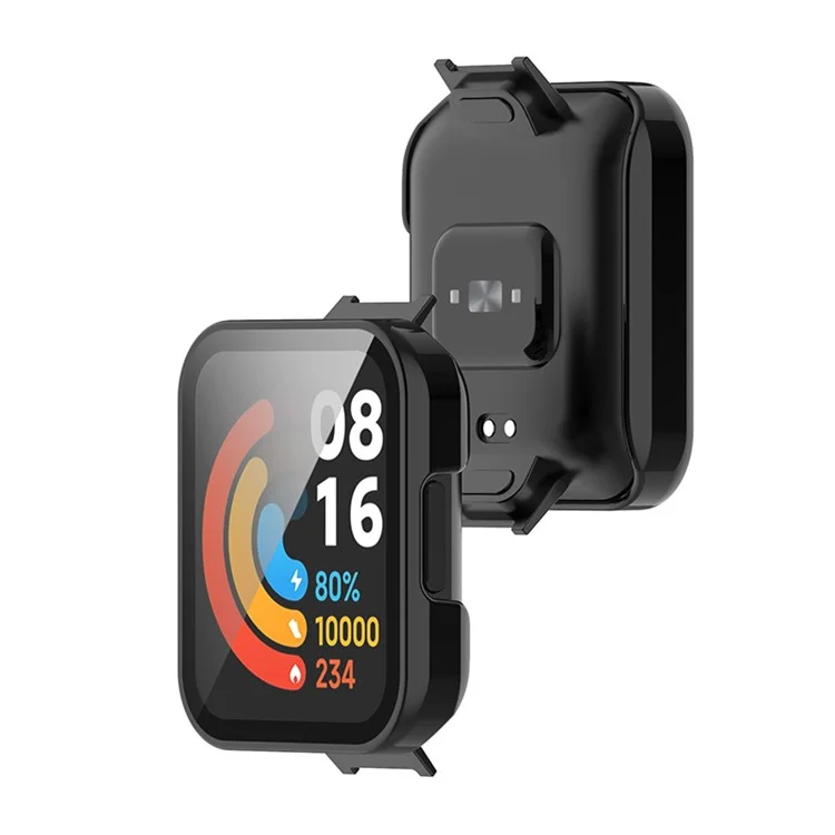 Étui de protection dur pour PC HD Clear Full Cover avec protecteur d'écran en verre trempé pour Xiaomi Redmi Watch 2 - Noir