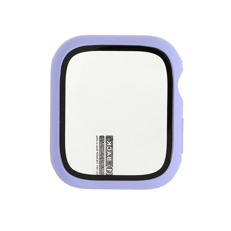 Rubberized Matte PC Watch Case Cover with Tempered Glass Film for Apple Watch Series 9 / 8 / 7 45mm - Purple