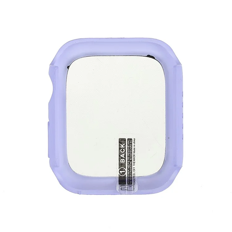 Rubberized Matte PC Watch Case Cover with Tempered Glass Film for Apple Watch Series 9 / 8 / 7 45mm - Purple
