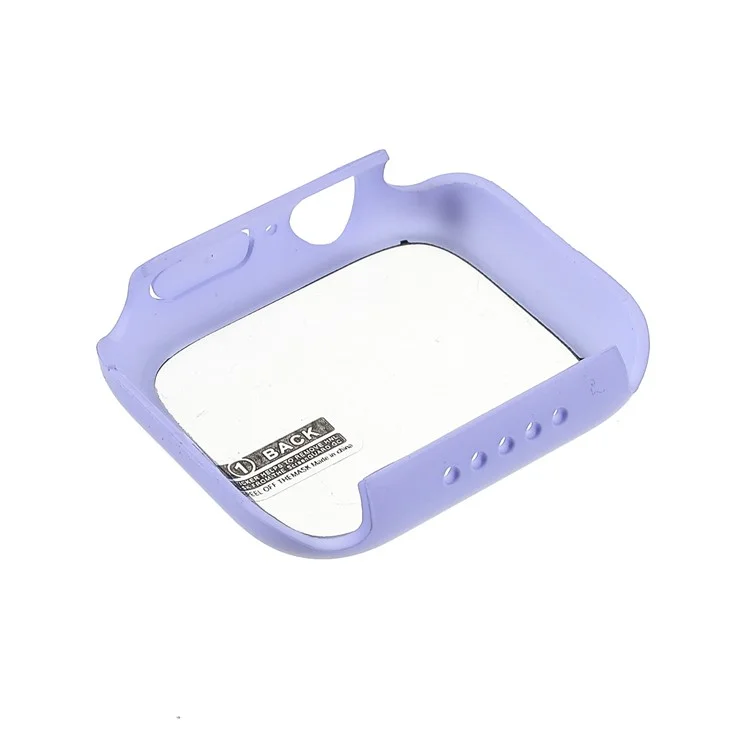 Rubberized Matte PC Watch Case Cover with Tempered Glass Film for Apple Watch Series 9 / 8 / 7 45mm - Purple