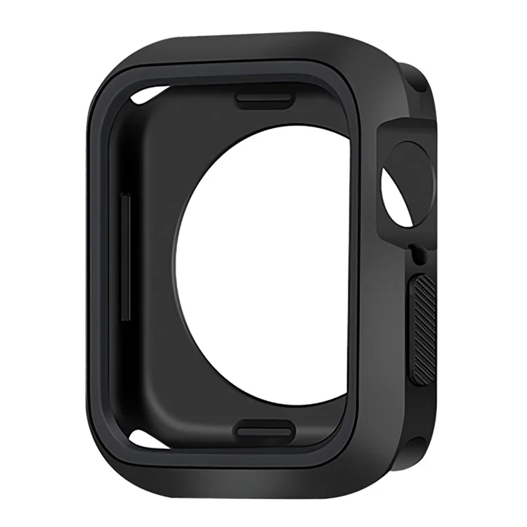 Мягкий силиконовый двухцветный защитный чехол для умных часов Smart Watch с рамкой для Apple Watch Series 9 / 8 / 7 45мм - черный / черный