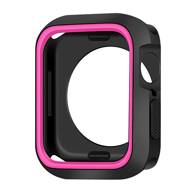 Bi-color Smart Watch Case Soft Silicone Protective Cover Frame for Apple Watch Series 4 / 5 / 6 44mm / SE 44mm / SE (2022) 44mm - Black / Pink
