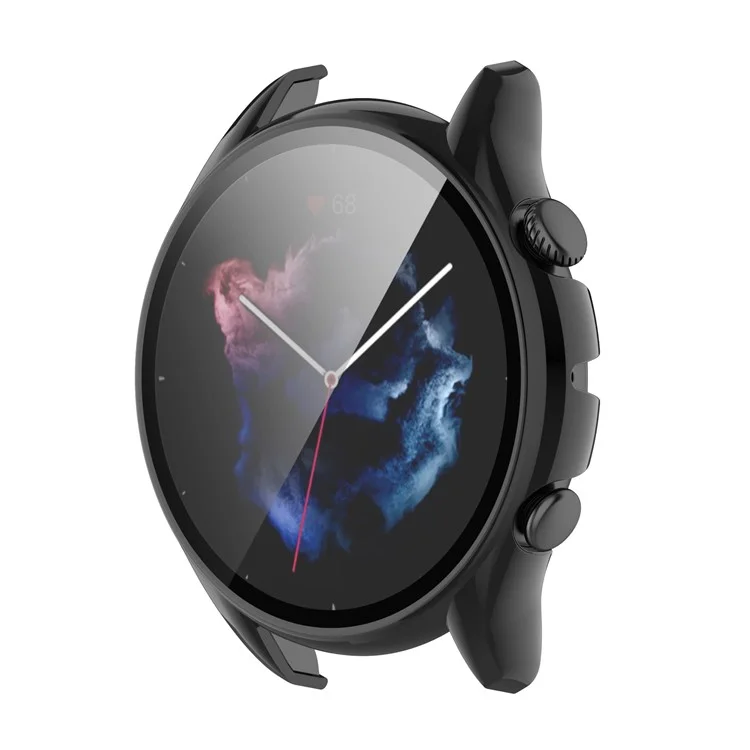 Smart Watch Hard PC Frame Built-in with Tempered Glass Screen Protector Watch Case for Huami Amazfit GTR3/GTR3 Pro - Black