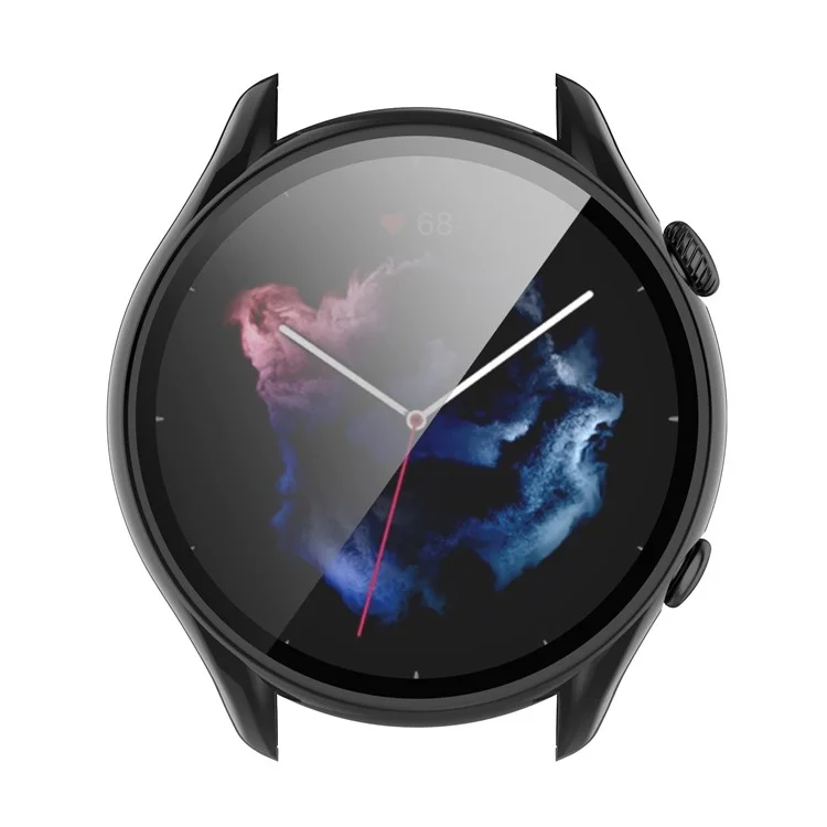 Smart Watch Hard PC Frame Built-in with Tempered Glass Screen Protector Watch Case for Huami Amazfit GTR3/GTR3 Pro - Black