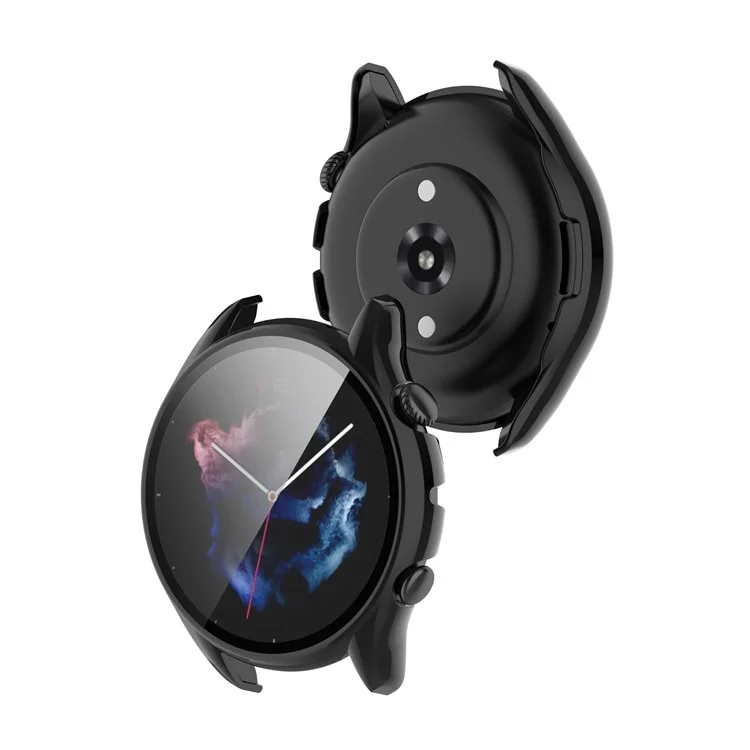 Smart Watch Hard PC Frame Built-in with Tempered Glass Screen Protector Watch Case for Huami Amazfit GTR3/GTR3 Pro - Black