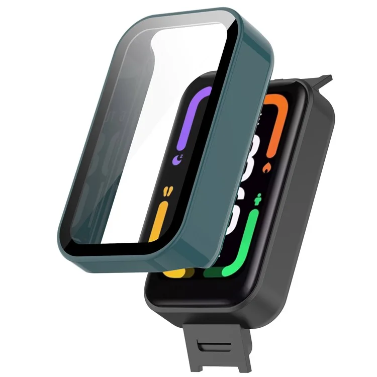 Built-in with Tempered Glass Screen Protector Anti-drop PC Watch Case for Xiaomi Redmi Smart Band Pro - Dark Green