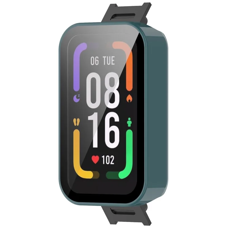 Built-in with Tempered Glass Screen Protector Anti-drop PC Watch Case for Xiaomi Redmi Smart Band Pro - Dark Green