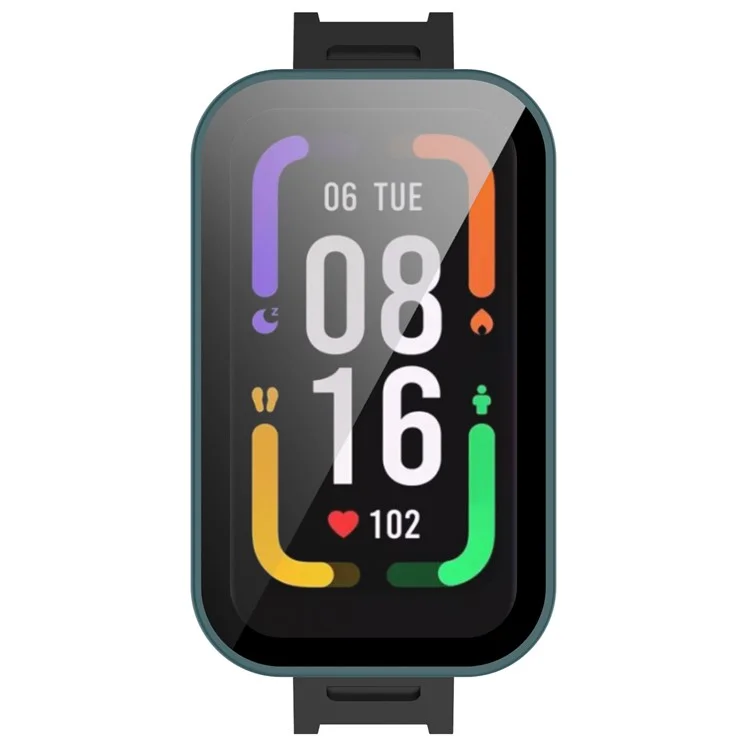 Intégré avec protecteur d'écran en verre trempé Anti-chute Boîtier de montre en PC pour Xiaomi Redmi Smart Band Pro - Vert foncé