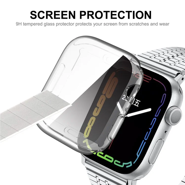 Enkay Hat Prince Clear Soft TPU Smart Watch Case Com 9H Protetor de Tela de Vidro Temperado Para Apple Watch Series 7 41mm