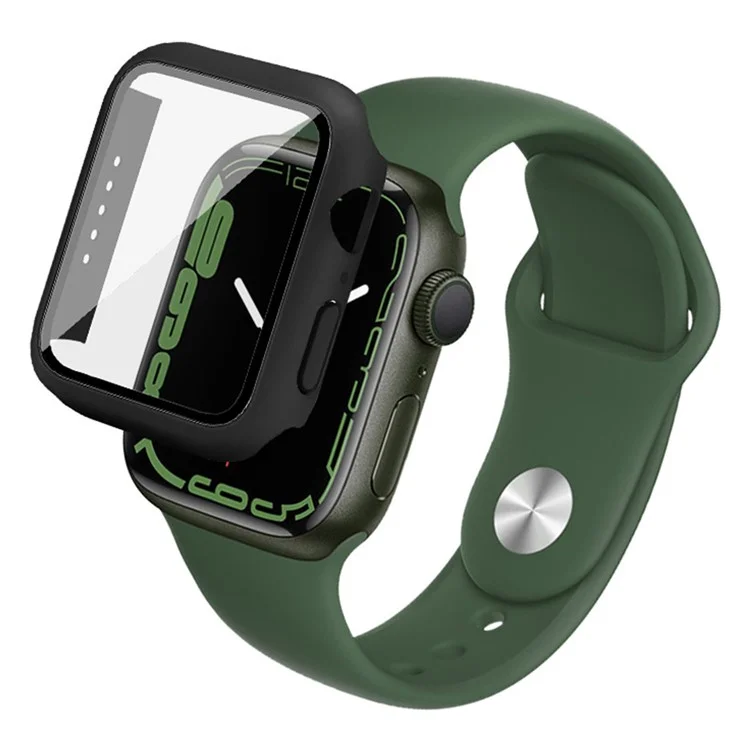IMAK Drop-Proof Hard PC Case with HD Tempered Glass Film for Apple Watch Series 9 / 8 / 7 41mm - Black