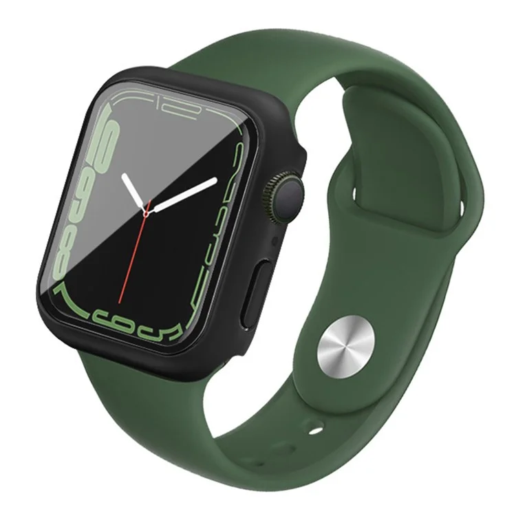 IMAK Drop-Proof Hard PC Case with HD Tempered Glass Film for Apple Watch Series 9 / 8 / 7 41mm - Black