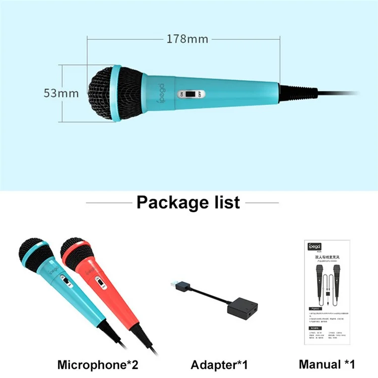 IPEGA PG-SW089 Gaming Microphones Double Wired Mic Kit with Switch for Nintendo Switch / PS5 / PS4