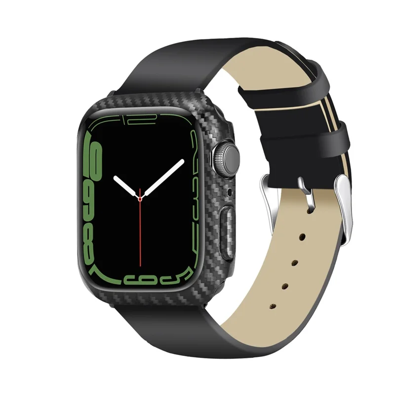 Carbon Fiber Anti-fall Hard PC Watch Protective Case Cover for Apple Watch Series 9 / 8 / 7 45mm