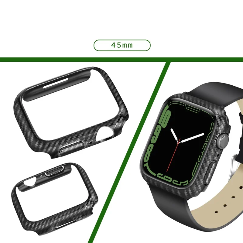 Carbon Fiber Anti-fall Hard PC Watch Protective Case Cover for Apple Watch Series 9 / 8 / 7 45mm
