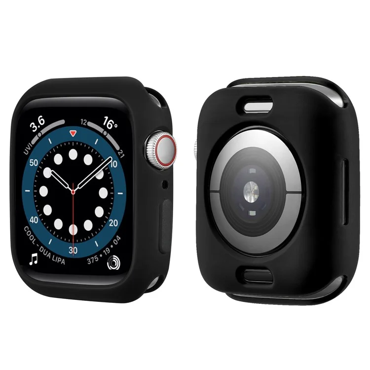 Weiche TPU-Smartwatch-Schutzhülle mit eingeschlossenem Knopf für Apple Watch Series 9 / 8 / 7 45mm - Schwarz / Schwarz