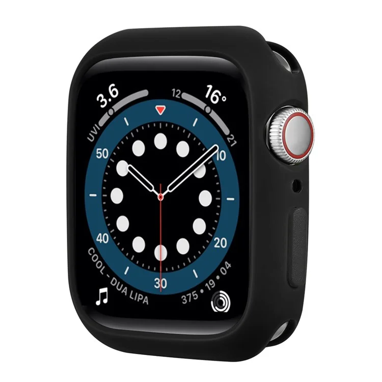 Weiche TPU-Smartwatch-Schutzhülle mit eingeschlossenem Knopf für Apple Watch Series 9 / 8 / 7 45mm - Schwarz / Schwarz