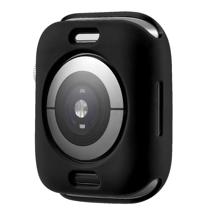 Weiche TPU-Smartwatch-Schutzhülle mit eingeschlossenem Knopf für Apple Watch Series 9 / 8 / 7 45mm - Schwarz / Schwarz