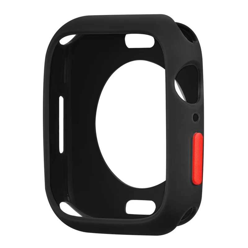 Soft TPU Smart Watch Protective Case Shell with Enclosed Button for Apple Watch Series 9 / 8 / 7 45mm - Black / Red