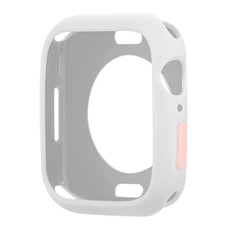 Soft TPU Smart Watch Protective Case Shell with Enclosed Button for Apple Watch Series 9 / 8 / 7 45mm - White / Pink