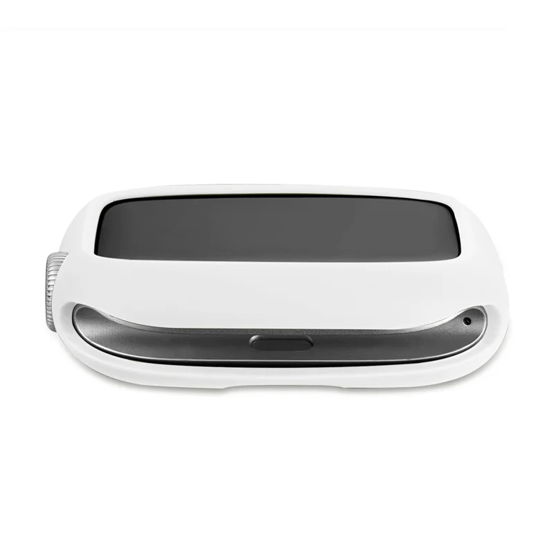 Soft TPU Smart Watch Protective Case Shell with Enclosed Button for Apple Watch Series 9 / 8 / 7 45mm - White / Pink