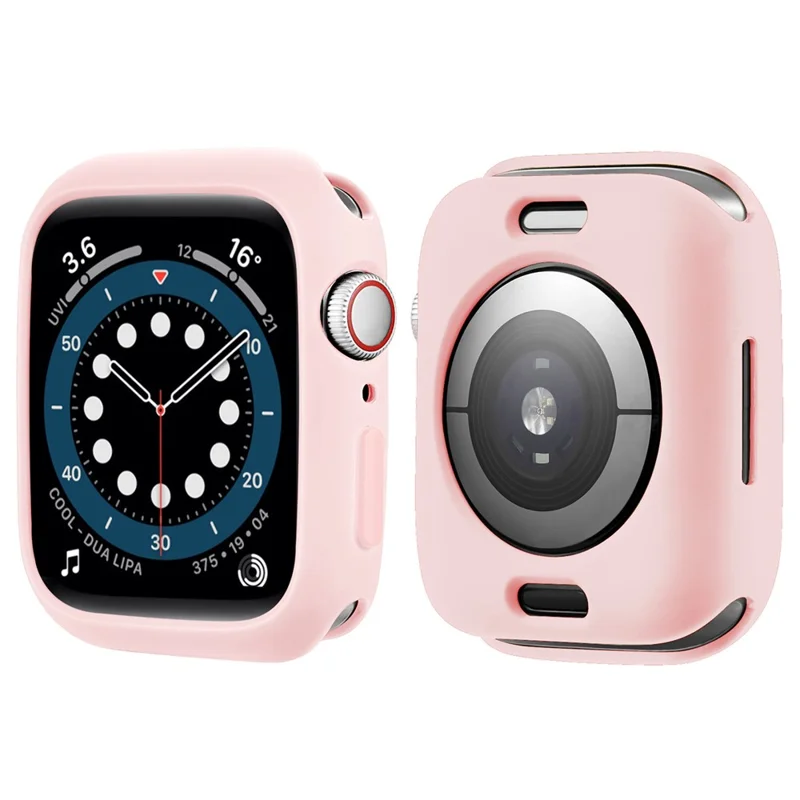 Soft TPU Smart Watch Protective Case Shell with Enclosed Button for Apple Watch Series 9 / 8 / 7 45mm - Pink / Pink