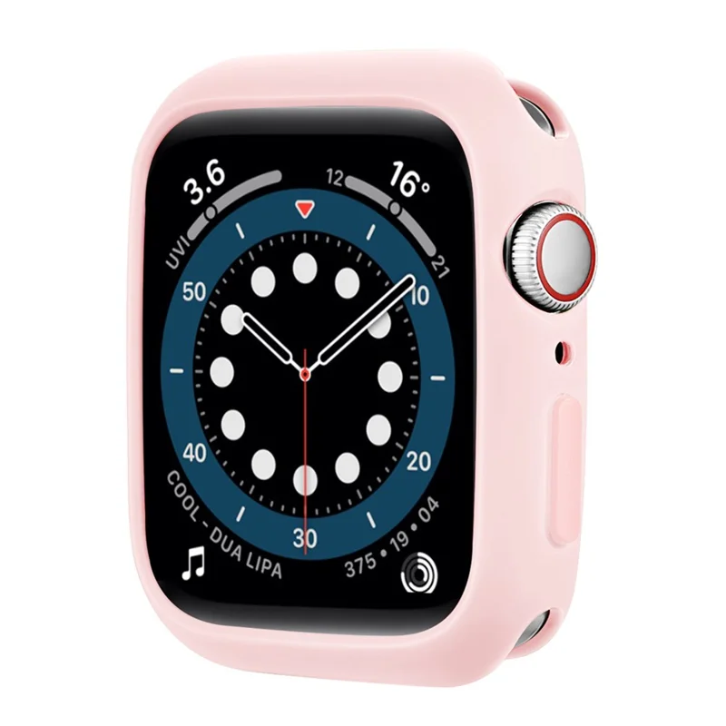 Soft TPU Smart Watch Protective Case Shell with Enclosed Button for Apple Watch Series 9 / 8 / 7 45mm - Pink / Pink