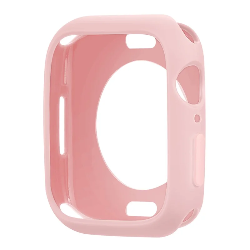 Soft TPU Smart Watch Protective Case Shell with Enclosed Button for Apple Watch Series 9 / 8 / 7 45mm - Pink / Pink