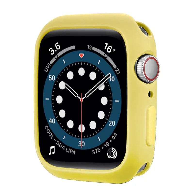 Soft TPU Smart Watch Protective Case Shell with Enclosed Button for Apple Watch Series 9 / 8 / 7 45mm - Yellow / Yellow