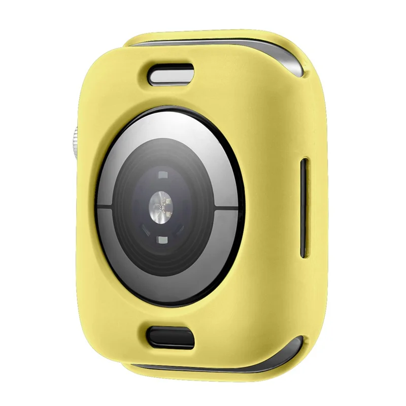 Soft TPU Smart Watch Protective Case Shell with Enclosed Button for Apple Watch Series 9 / 8 / 7 45mm - Yellow / Yellow