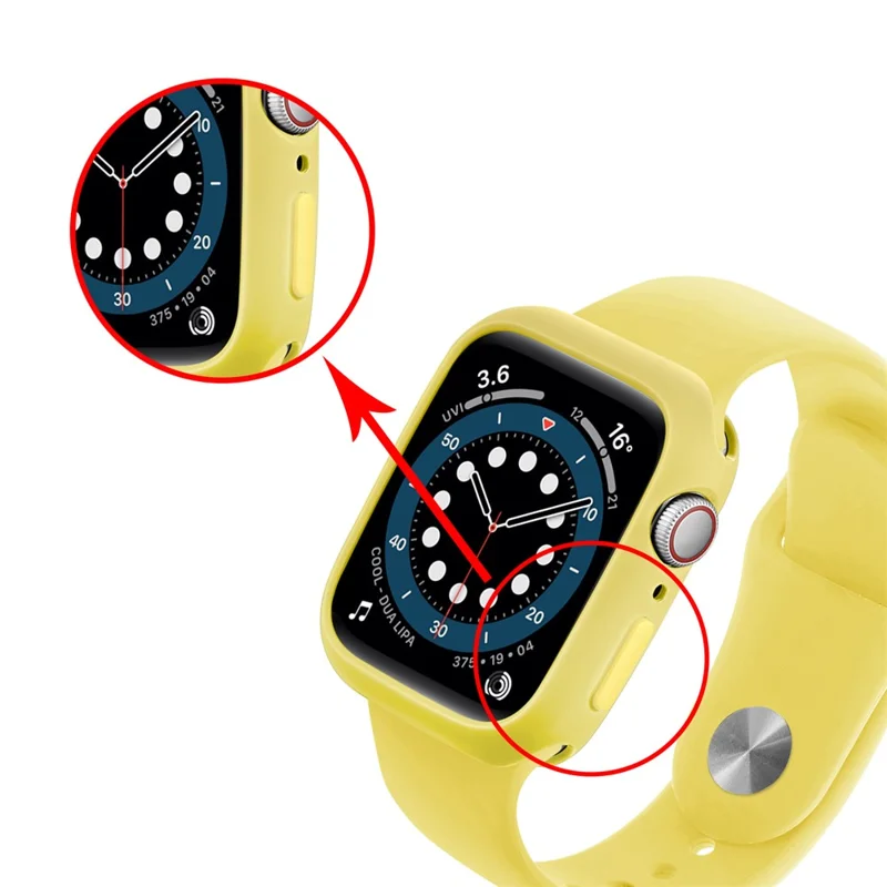 Soft TPU Smart Watch Protective Case Shell with Enclosed Button for Apple Watch Series 9 / 8 / 7 45mm - Yellow / Yellow
