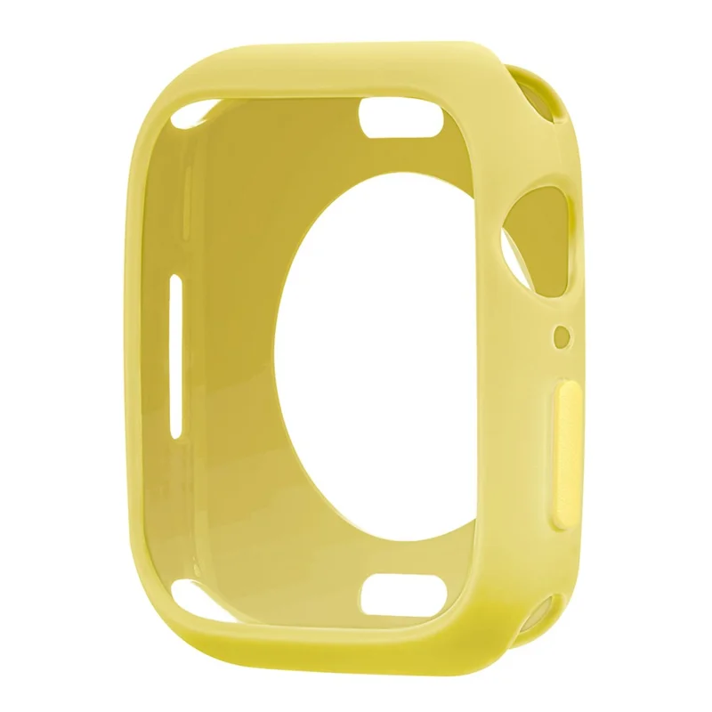 Soft TPU Smart Watch Protective Case Shell with Enclosed Button for Apple Watch Series 9 / 8 / 7 45mm - Yellow / Yellow