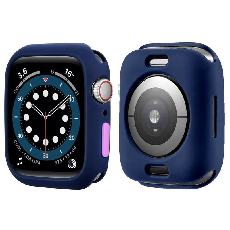 Soft TPU Smart Watch Protective Case Shell with Enclosed Button for Apple Watch Series 9 / 8 / 7 45mm - Midnight Blue / Purple