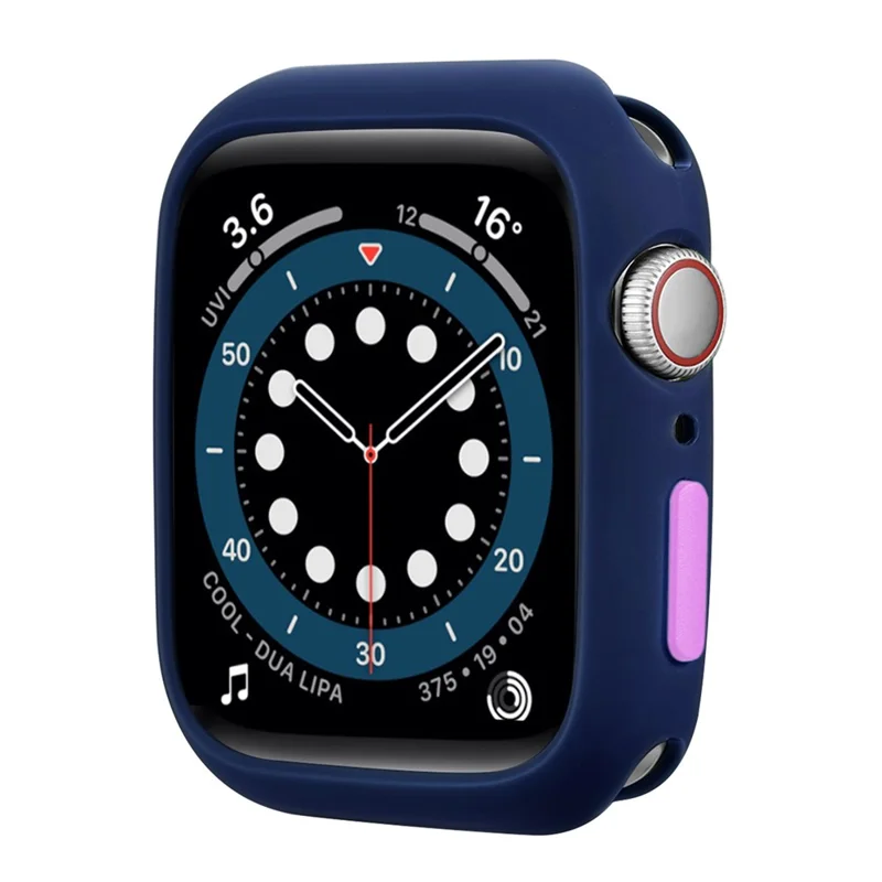 Soft TPU Smart Watch Protective Case Shell with Enclosed Button for Apple Watch Series 9 / 8 / 7 45mm - Midnight Blue / Purple