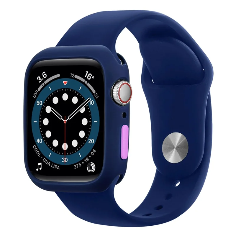 Soft TPU Smart Watch Protective Case Shell with Enclosed Button for Apple Watch Series 9 / 8 / 7 45mm - Midnight Blue / Purple