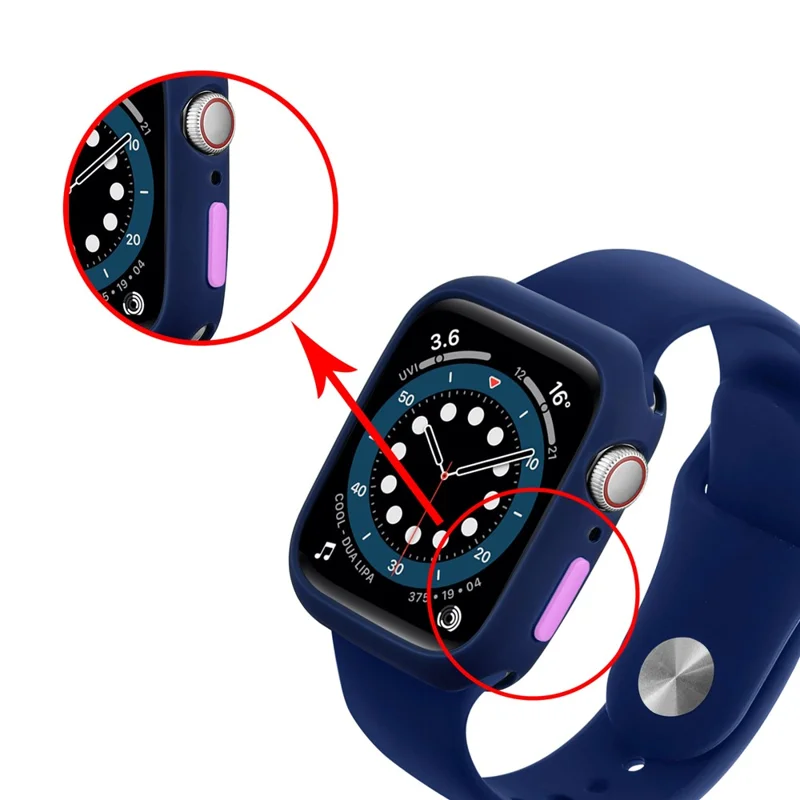 Soft TPU Smart Watch Protective Case Shell with Enclosed Button for Apple Watch Series 9 / 8 / 7 45mm - Midnight Blue / Purple
