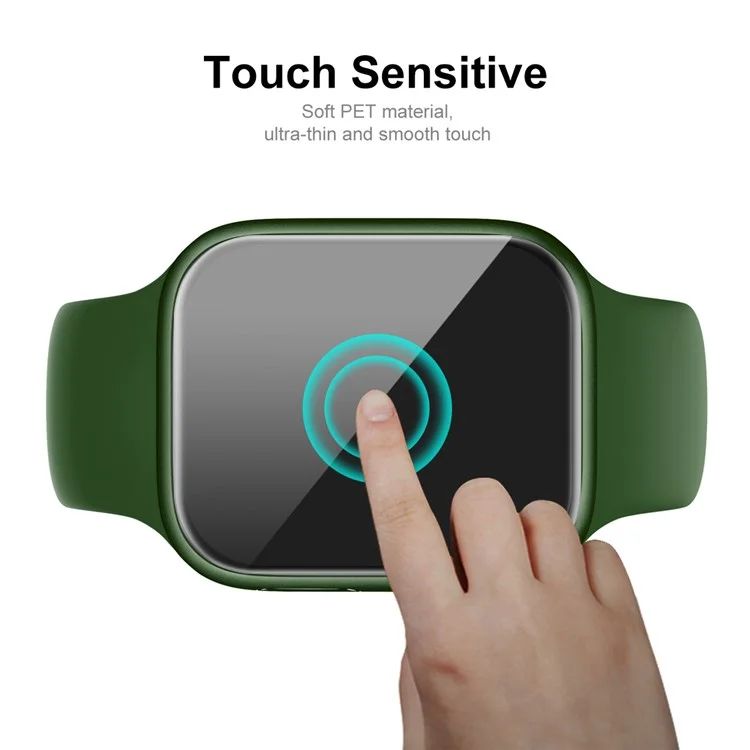 ENKAY HAT PRINCE Carbon Fiber Texture PC Watch Case with Hot Bending Curved PET Full Screen Protector for Apple Watch Series 9 / 8 / 7 41mm