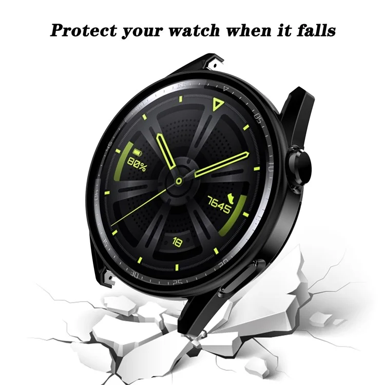 Custodia in metallo con rivestimento anti-graffio e vetro temperato per lo schermo per Huawei Watch GT 3 46mm - Nero
